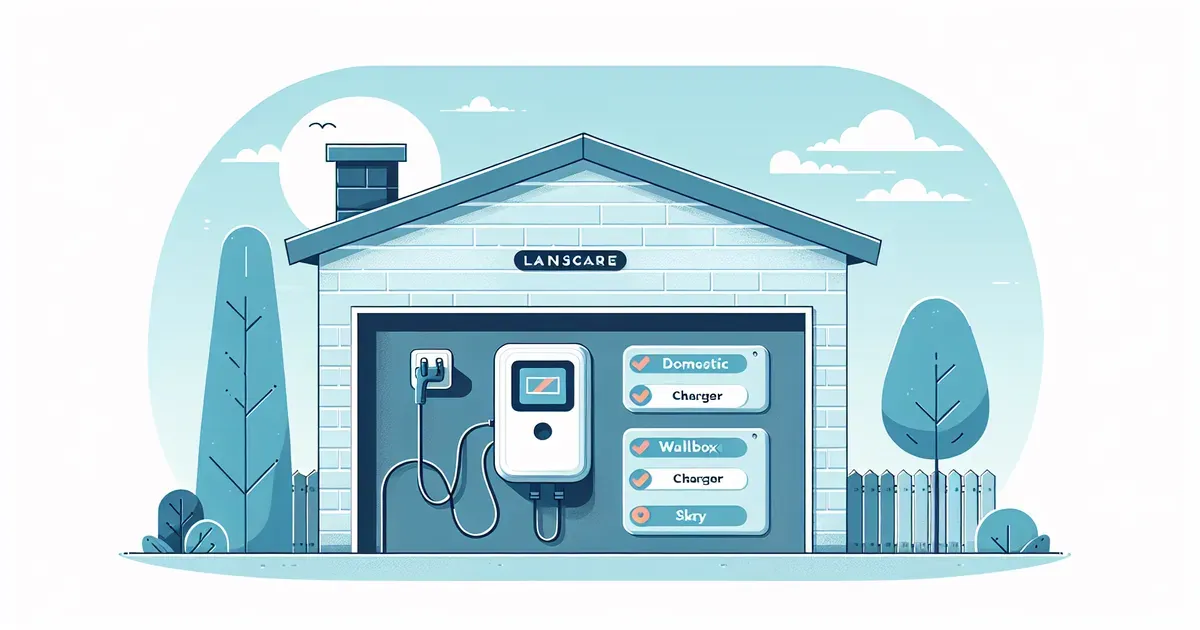Wallbox domestica installata in un garage con indicazione dei punti di controllo per la manutenzione