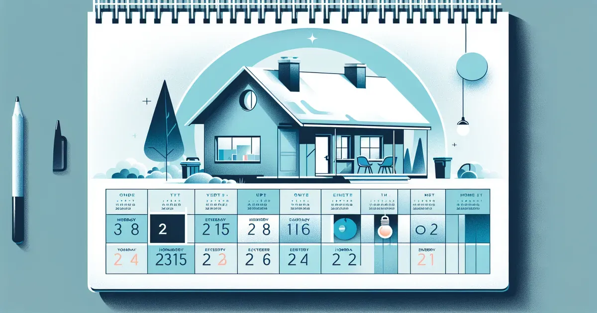 Calendario con interventi di efficienza energetica pianificati per una casa