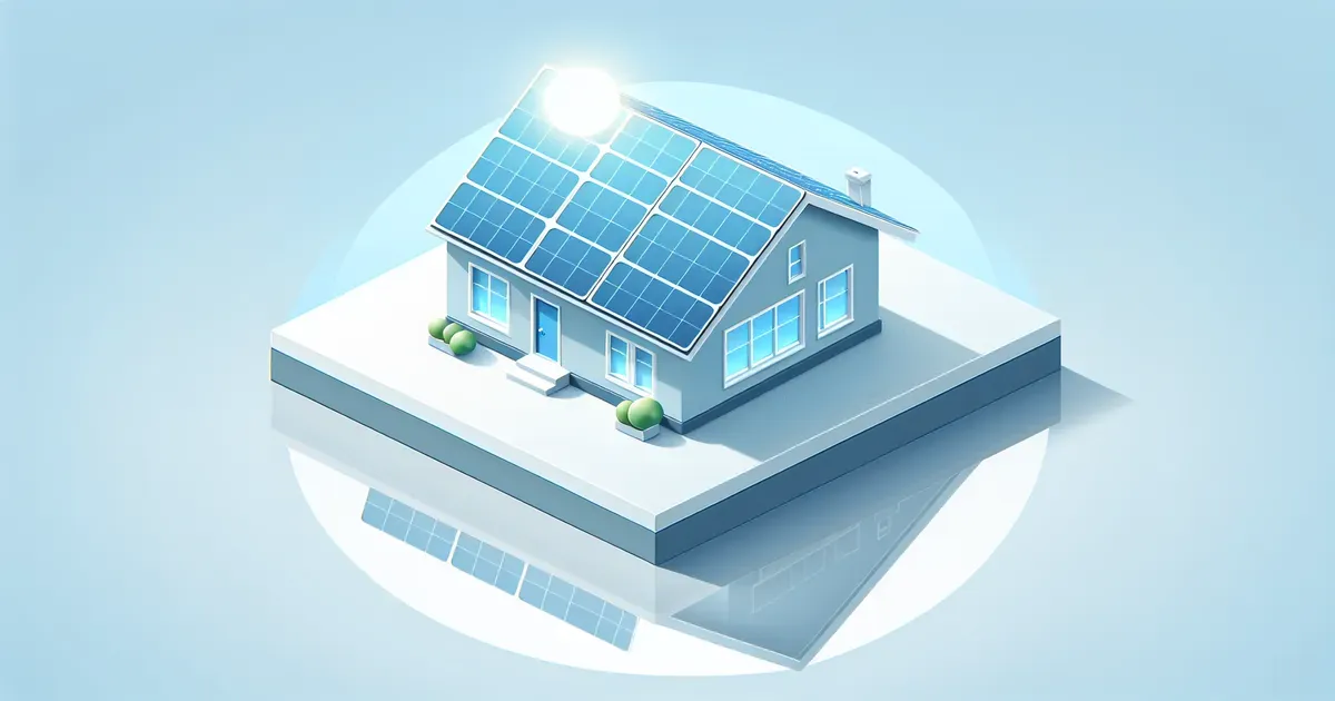 Pannelli solari su un tetto con superficie pulita che riflette la luce del sole